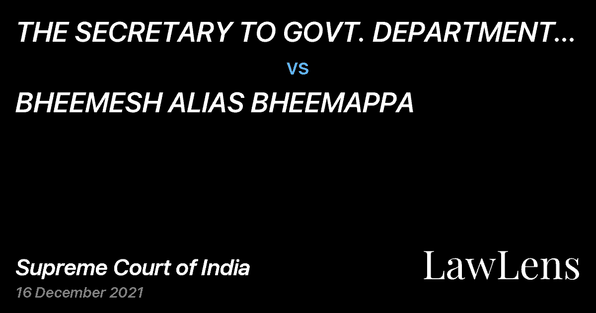 Preview image for THE SECRETARY TO GOVT. DEPARTMENT OF EDUCATION (PRIMARY) vs. BHEEMESH ALIAS BHEEMAPPA