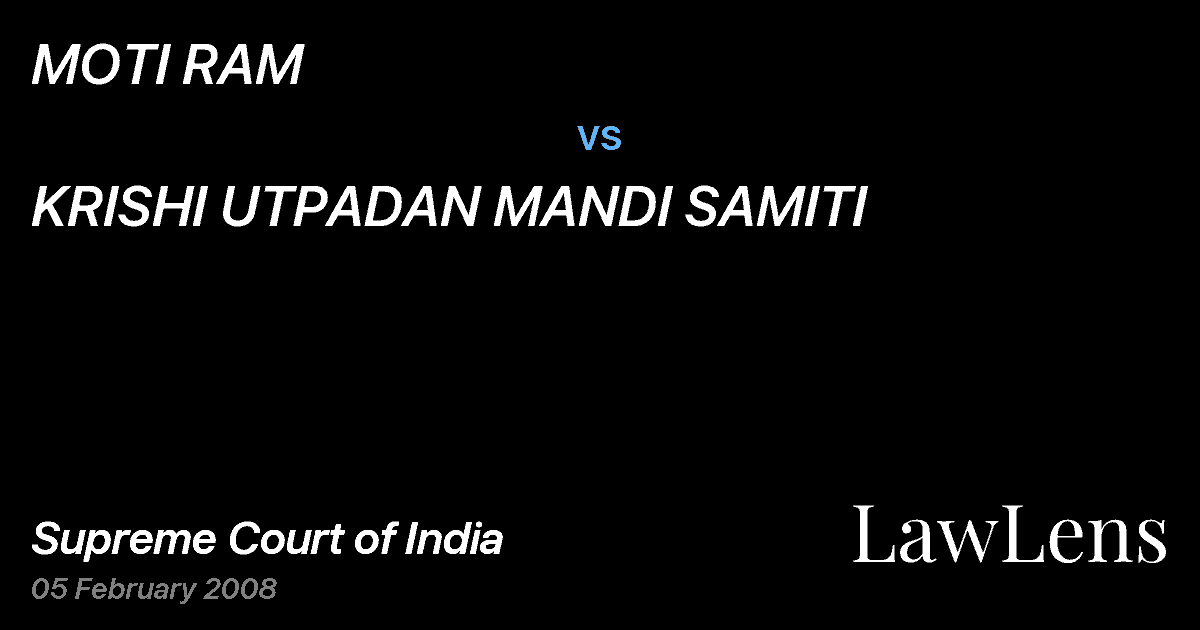Preview image for MOTI RAM vs. KRISHI UTPADAN MANDI SAMITI