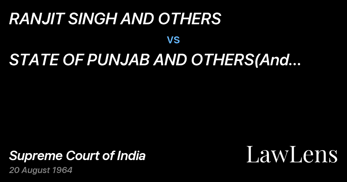 Preview image for RANJIT SINGH AND OTHERS vs. STATE OF PUNJAB AND OTHERS(And Connected Appeals)