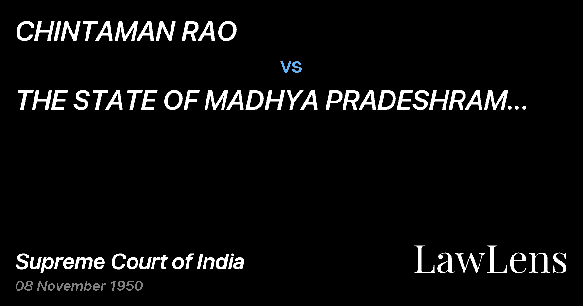 Preview image for CHINTAMAN RAO vs. THE STATE OF MADHYA PRADESHRAM KRISHNAV.THE STATE OF MADHY