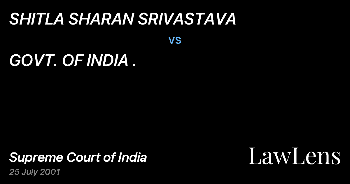 Preview image for SHITLA SHARAN SRIVASTAVA vs. GOVT. OF INDIA .