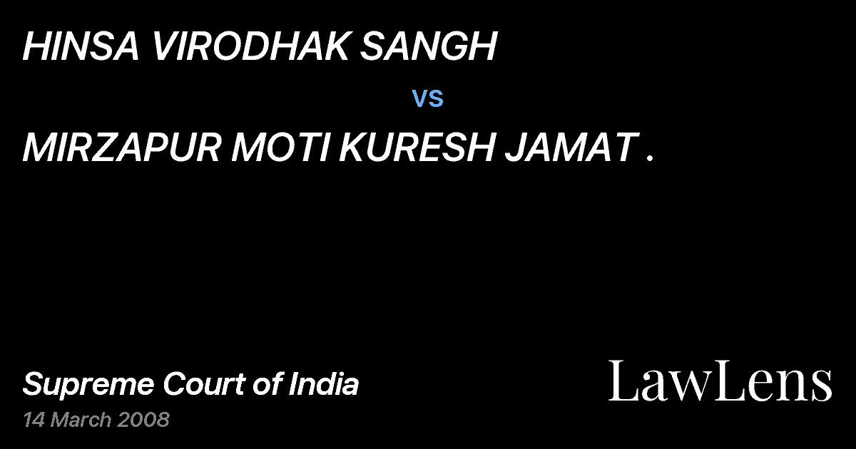 Preview image for HINSA VIRODHAK SANGH vs. MIRZAPUR MOTI KURESH JAMAT .