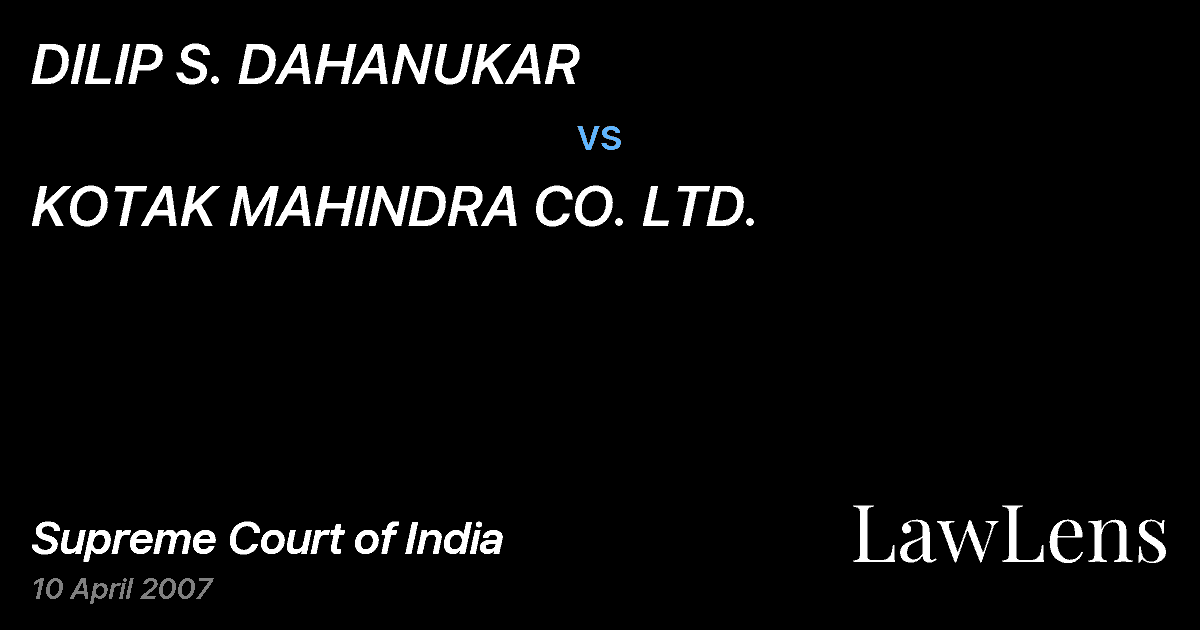 Preview image for DILIP S. DAHANUKAR vs. KOTAK MAHINDRA CO. LTD.