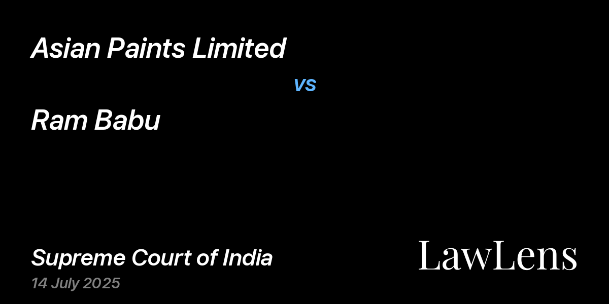 Preview image for Asian Paints Limited vs. Ram Babu