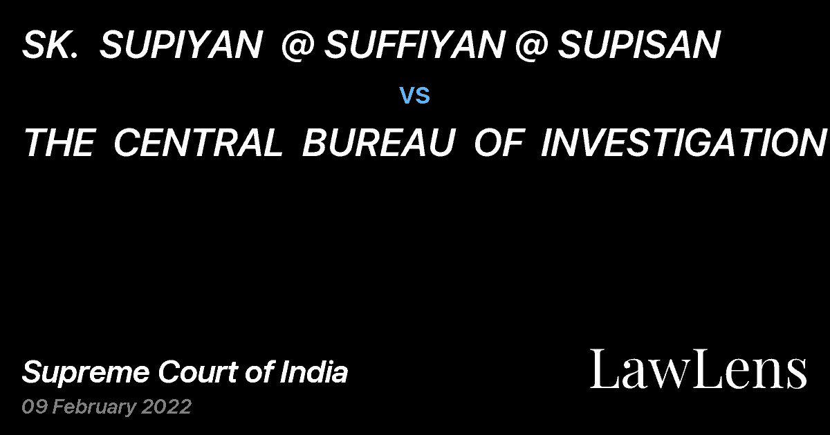 Preview image for SK.  SUPIYAN  @ SUFFIYAN @ SUPISAN vs. THE  CENTRAL  BUREAU  OF  INVESTIGATION