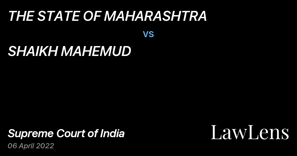 Preview image for THE STATE OF MAHARASHTRA vs. SHAIKH MAHEMUD