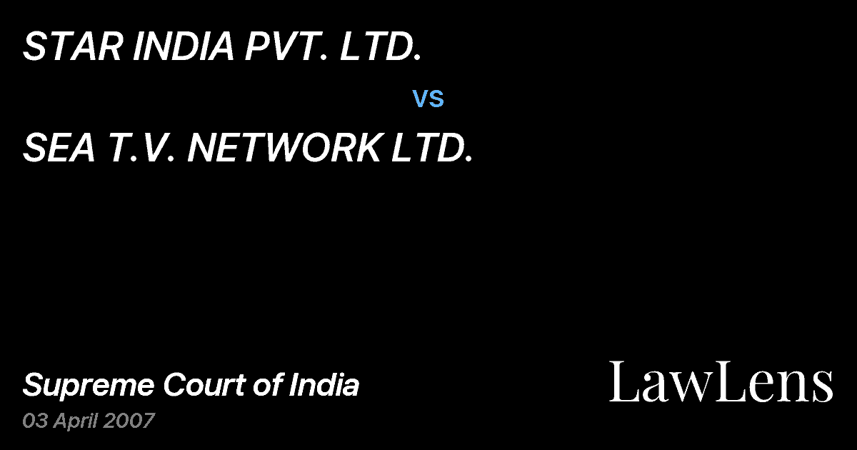 Preview image for STAR INDIA PVT. LTD. vs. SEA T.V. NETWORK LTD.