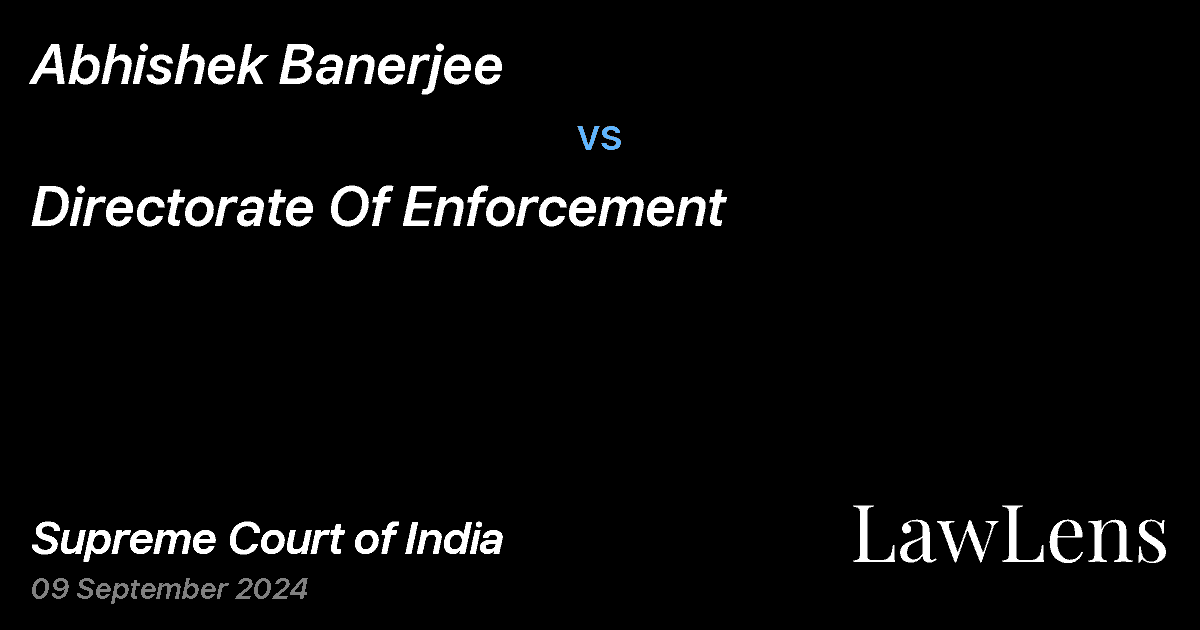Preview image for Abhishek Banerjee vs. Directorate Of Enforcement
