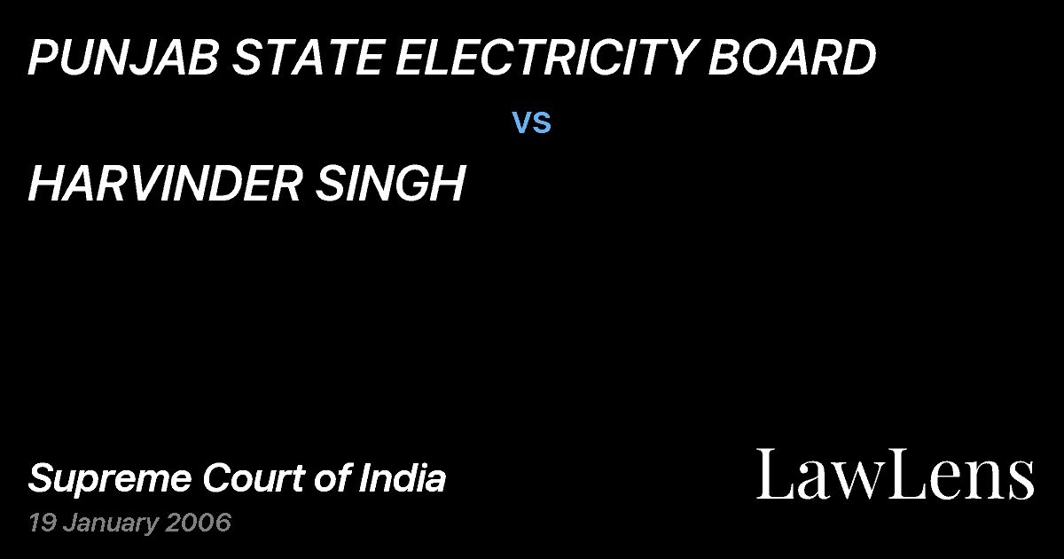 Preview image for PUNJAB STATE ELECTRICITY BOARD vs. HARVINDER SINGH