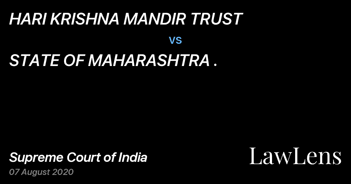 Preview image for HARI KRISHNA MANDIR TRUST vs. STATE OF MAHARASHTRA .