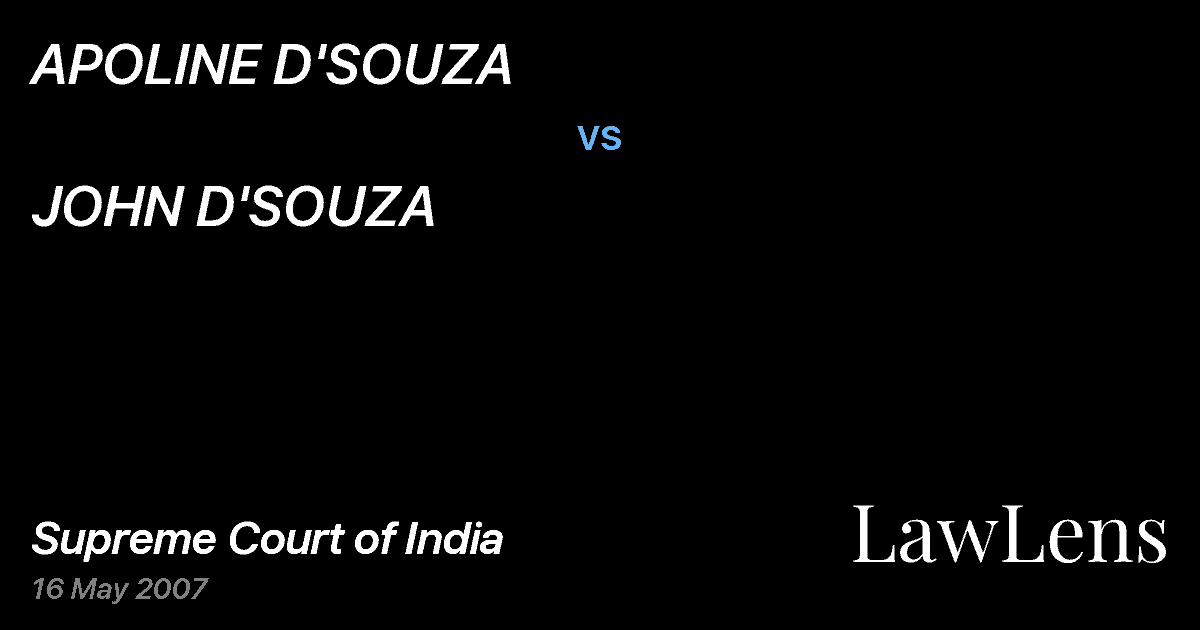 Preview image for APOLINE D'SOUZA vs. JOHN D'SOUZA