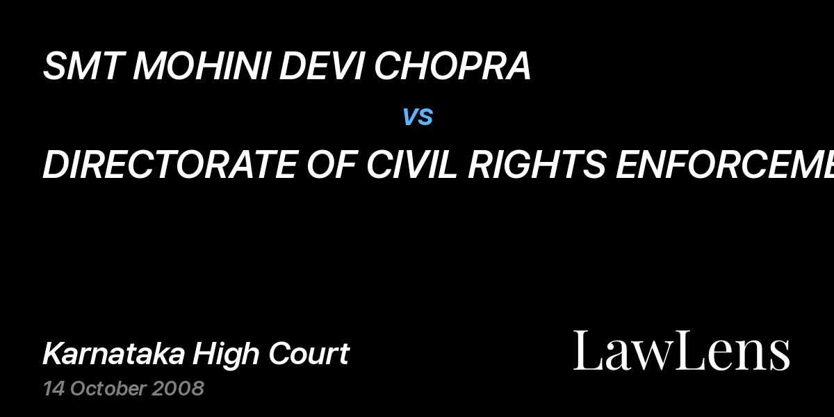 Preview image for SMT MOHINI DEVI CHOPRA vs. DIRECTORATE OF CIVIL RIGHTS ENFORCEMENT