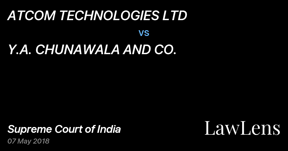 Preview image for ATCOM TECHNOLOGIES LTD vs. Y.A. CHUNAWALA AND CO.