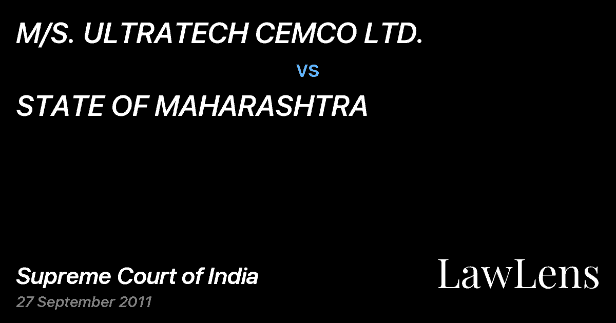 Preview image for M/S. ULTRATECH CEMCO LTD. vs. STATE OF MAHARASHTRA