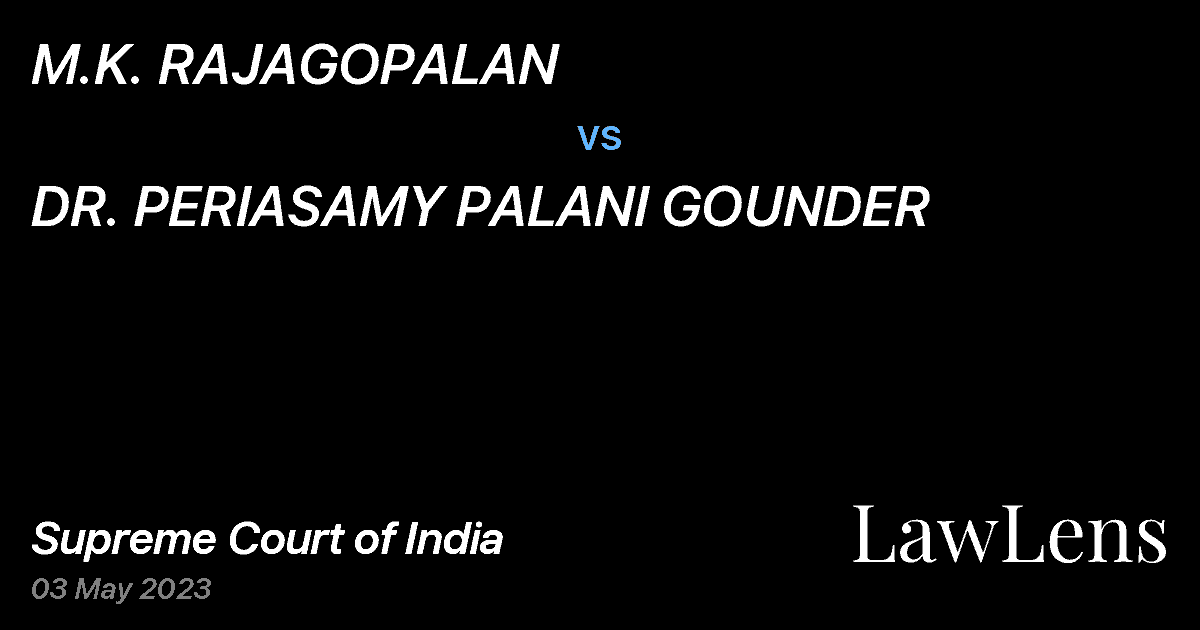 Preview image for M.K. RAJAGOPALAN vs. DR. PERIASAMY PALANI GOUNDER