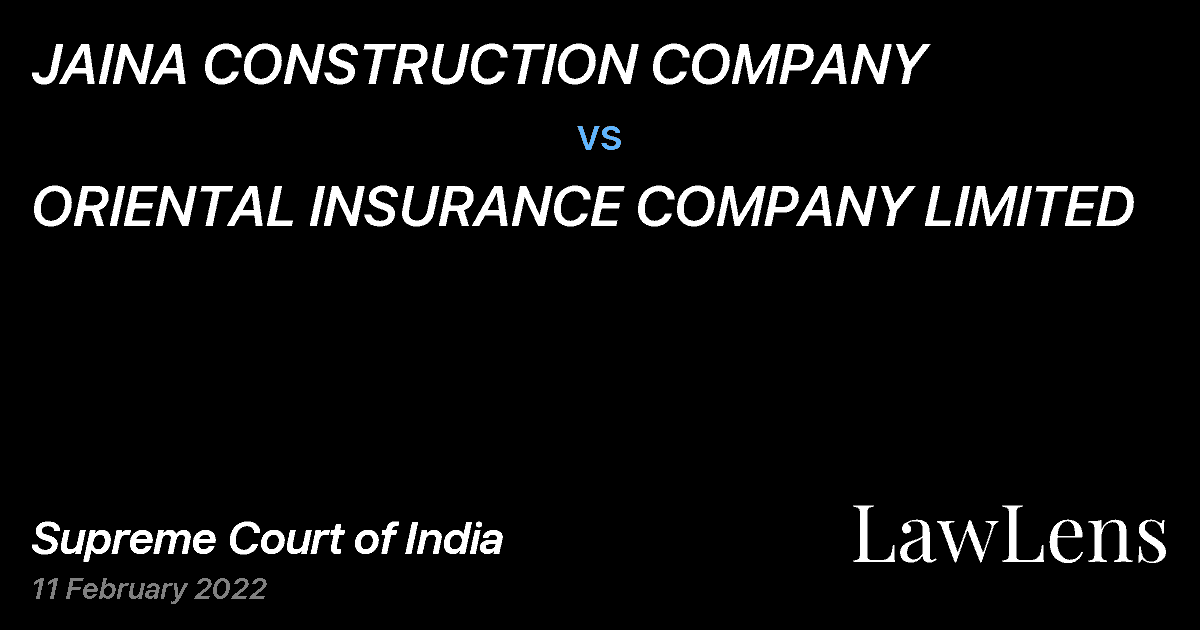 Preview image for JAINA CONSTRUCTION COMPANY vs. ORIENTAL INSURANCE COMPANY LIMITED