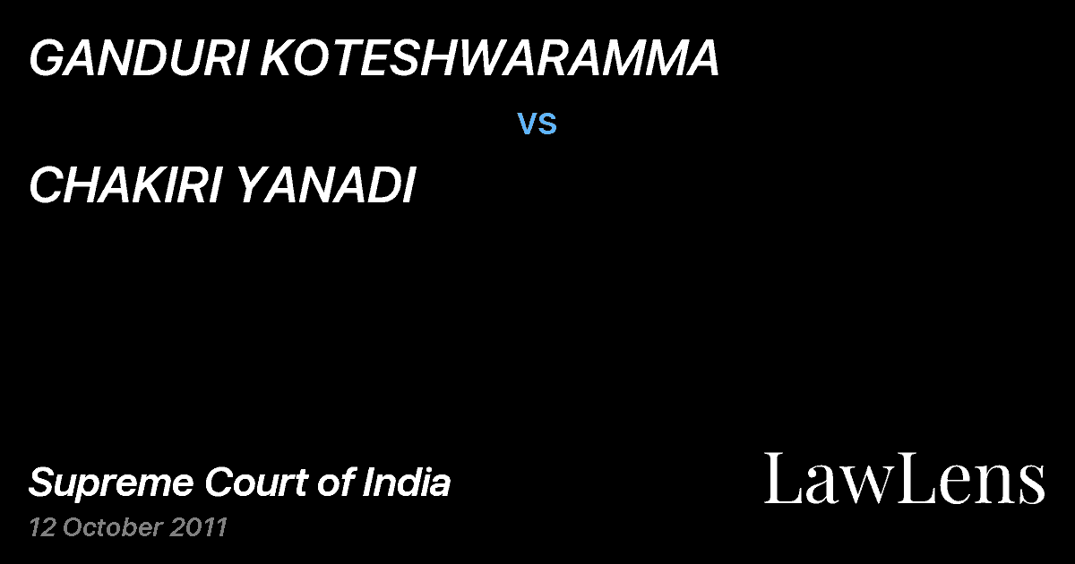 Preview image for GANDURI KOTESHWARAMMA vs. CHAKIRI YANADI