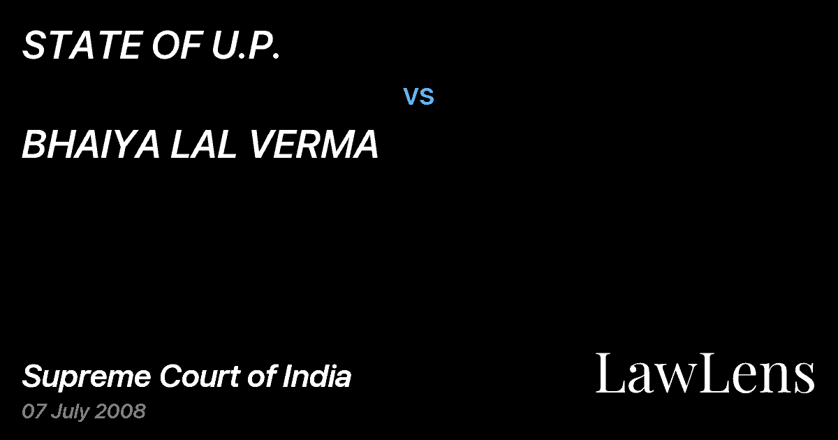 Preview image for STATE OF U.P. vs. BHAIYA LAL VERMA