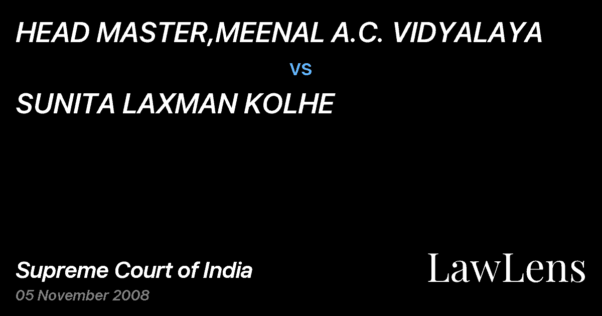 Preview image for HEAD MASTER,MEENAL A.C. VIDYALAYA vs. SUNITA LAXMAN KOLHE