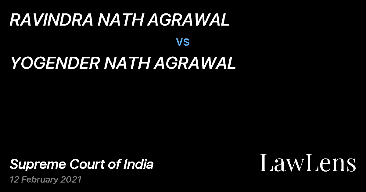 Preview image for RAVINDRA NATH AGRAWAL vs. YOGENDER NATH AGRAWAL