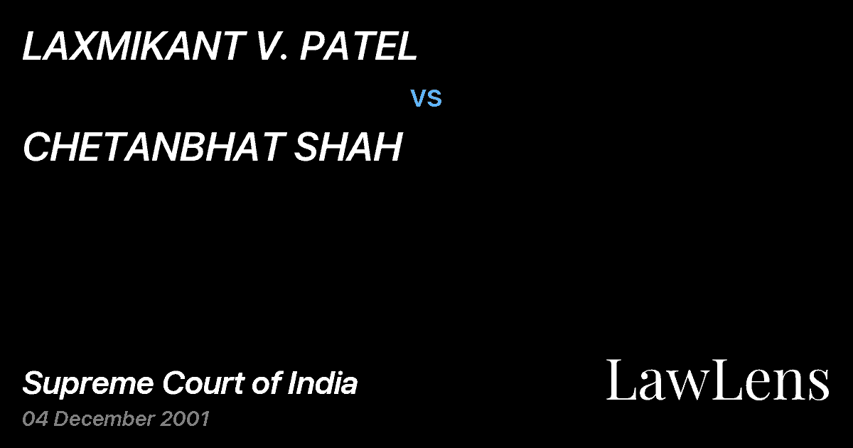 Preview image for LAXMIKANT V. PATEL vs. CHETANBHAT SHAH