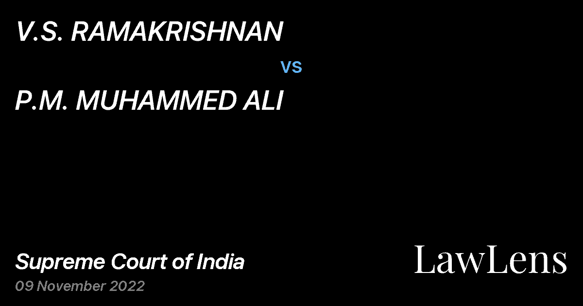 Preview image for V.S. RAMAKRISHNAN vs. P.M. MUHAMMED ALI