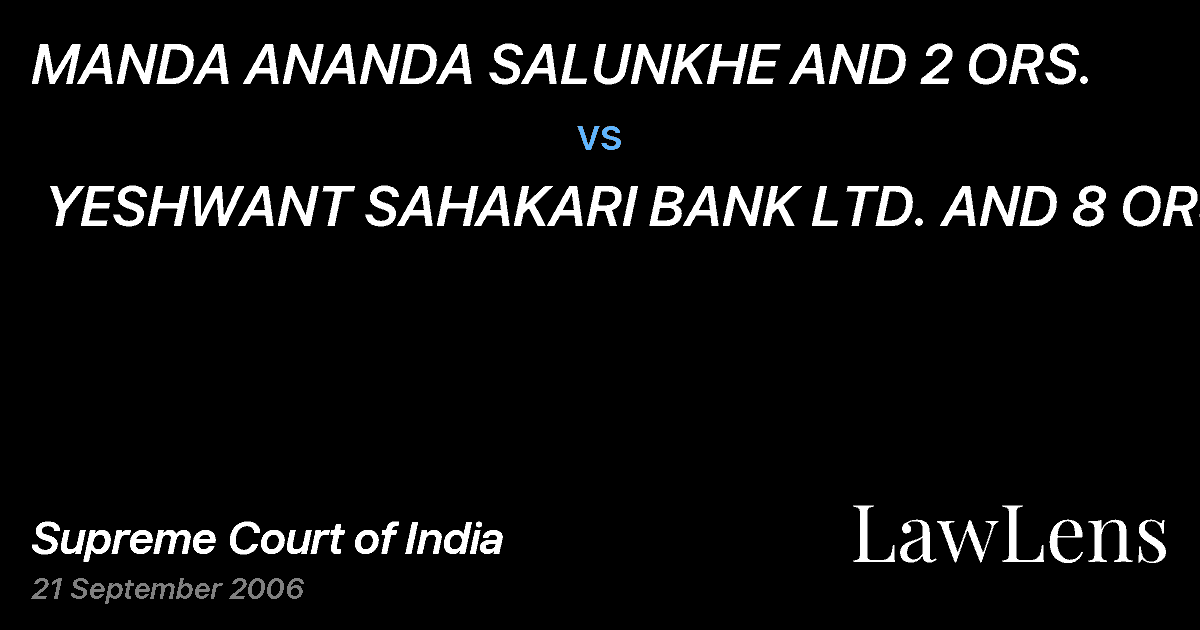 Preview image for MANDA ANANDA SALUNKHE AND 2 ORS. vs. YESHWANT SAHAKARI BANK LTD. AND 8 ORS.