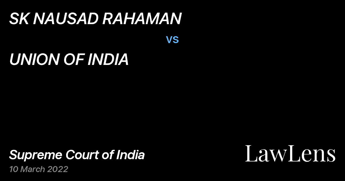 Preview image for SK NAUSAD RAHAMAN vs. UNION OF INDIA