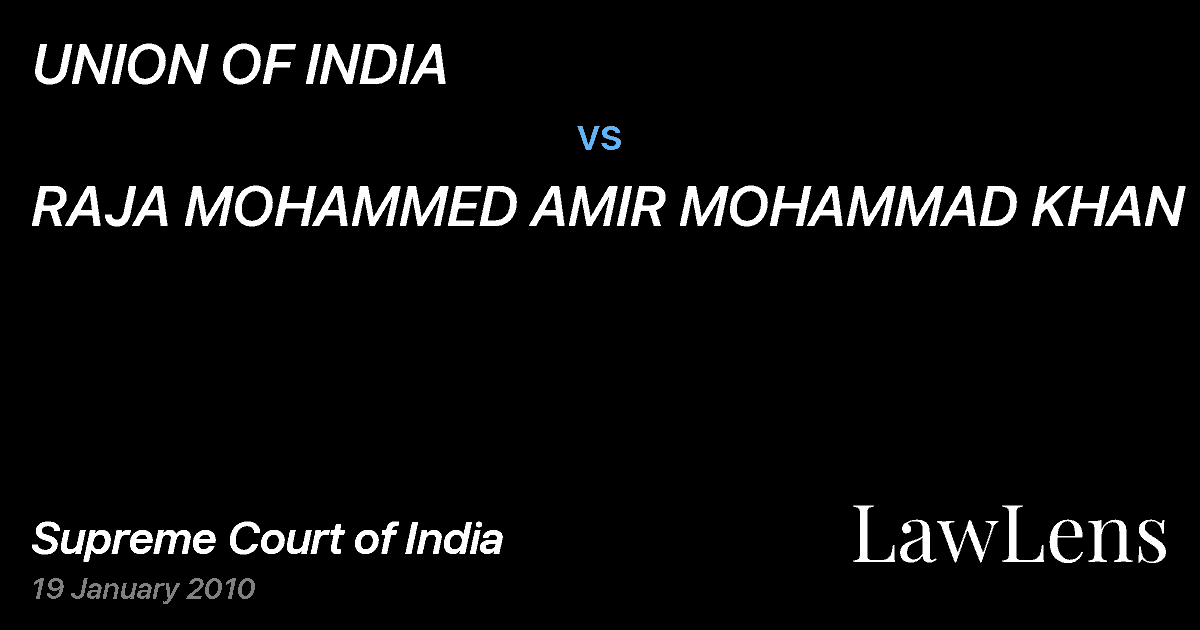 Preview image for UNION OF INDIA vs. RAJA MOHAMMED AMIR MOHAMMAD KHAN