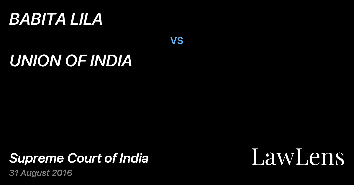 Preview image for BABITA LILA vs. UNION OF INDIA