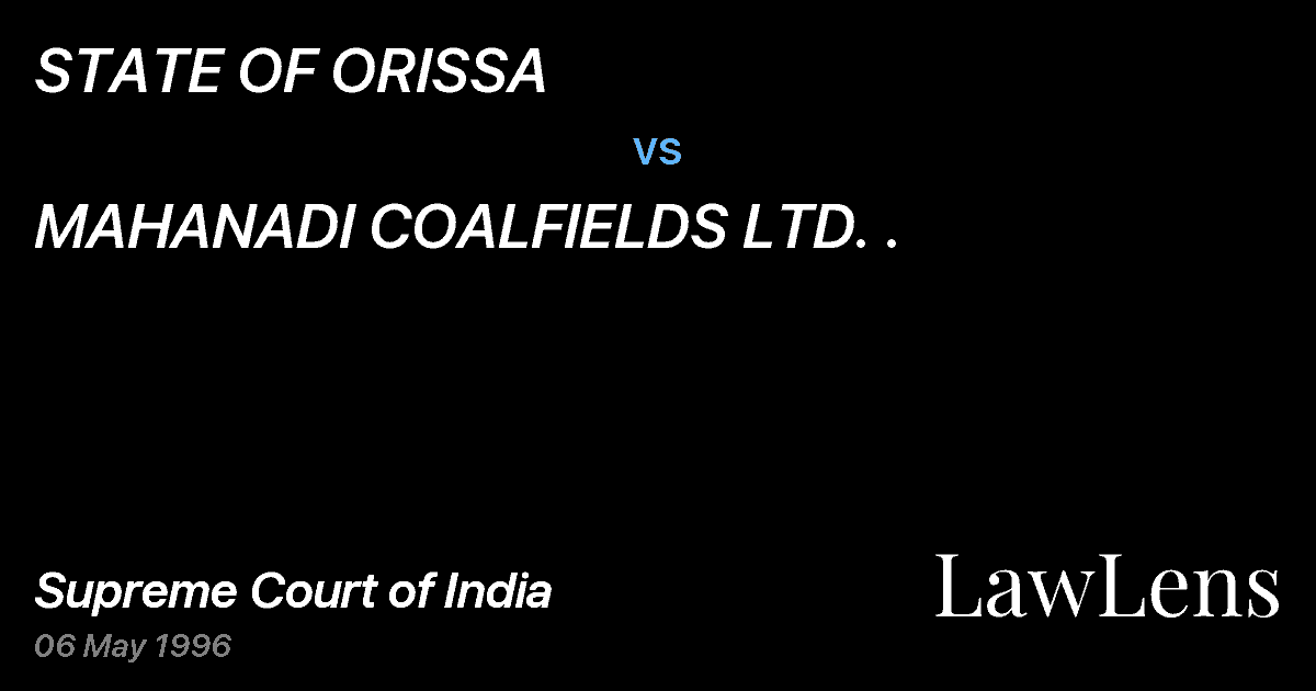Preview image for STATE OF ORISSA vs. MAHANADI COALFIELDS LTD. .