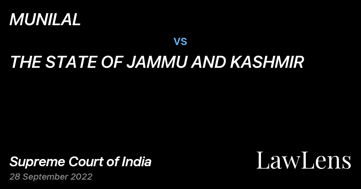 Preview image for MUNILAL vs. THE STATE OF JAMMU AND KASHMIR