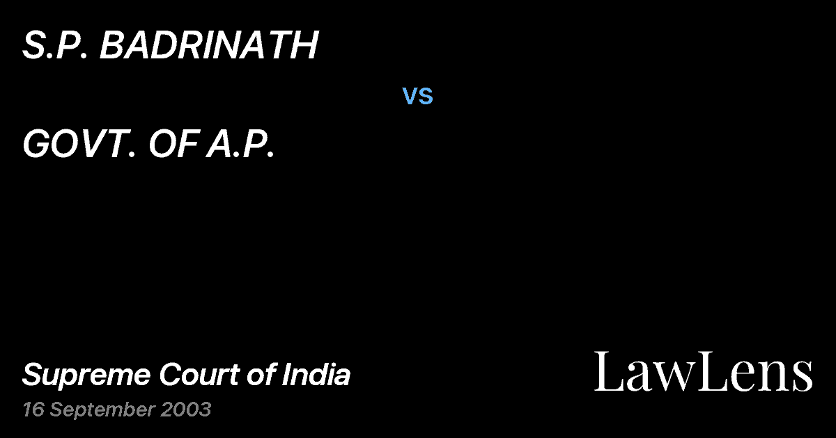 Preview image for S.P. BADRINATH vs. GOVT. OF A.P.