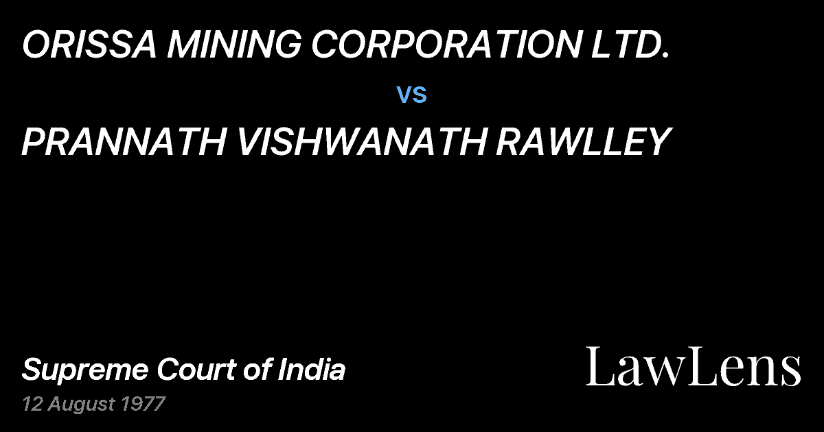 Preview image for ORISSA MINING CORPORATION LTD. vs. PRANNATH VISHWANATH RAWLLEY