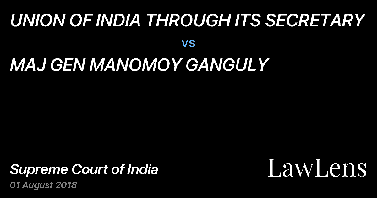 Preview image for UNION OF INDIA THROUGH ITS SECRETARY vs. MAJ GEN MANOMOY GANGULY