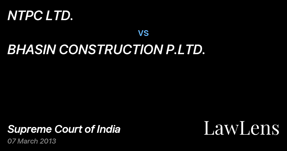 Preview image for NTPC LTD. vs. BHASIN CONSTRUCTION P.LTD.