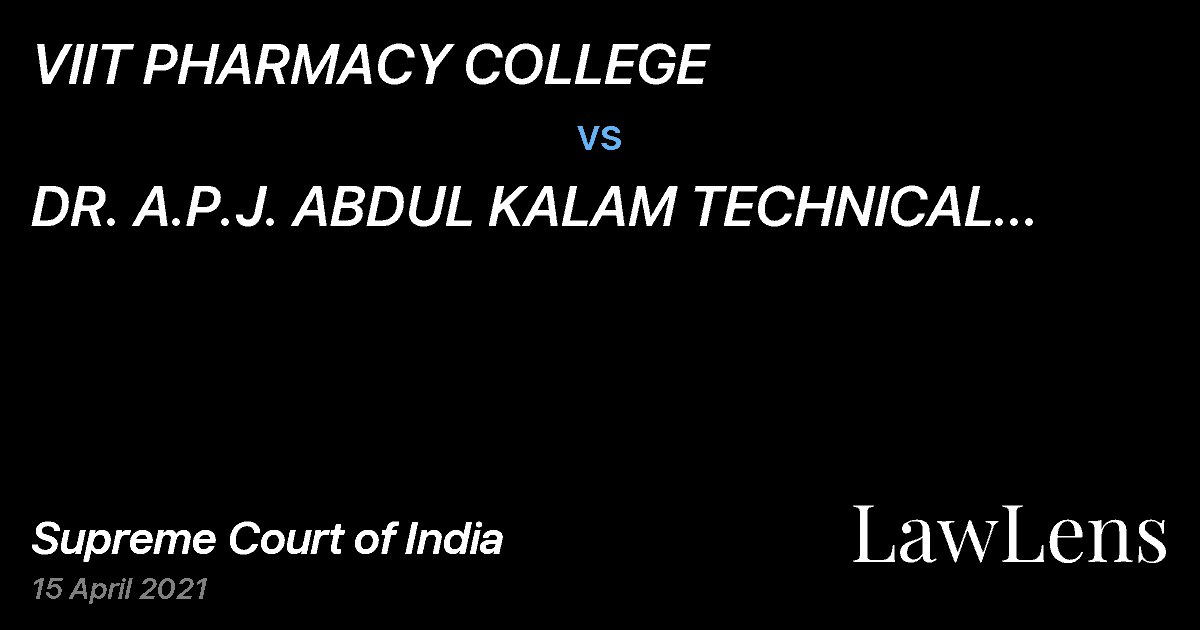 Preview image for VIIT PHARMACY COLLEGE vs. DR. A.P.J. ABDUL KALAM TECHNICAL UNIVERSITY
