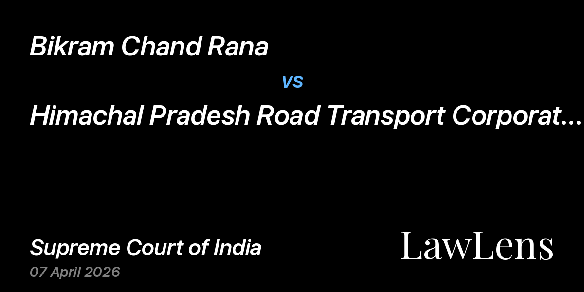 Preview image for Bikram Chand Rana vs. Himachal Pradesh Road Transport Corporation