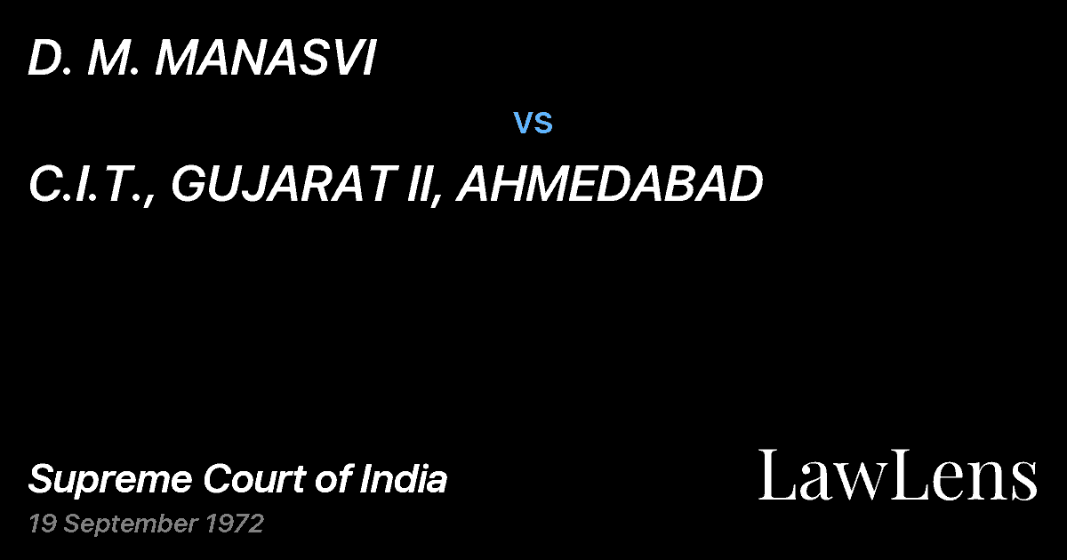 Preview image for D. M. MANASVI vs. C.I.T., GUJARAT II, AHMEDABAD