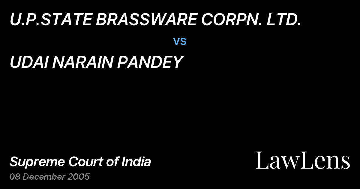 Preview image for U.P.STATE BRASSWARE CORPN. LTD. vs. UDAI NARAIN PANDEY