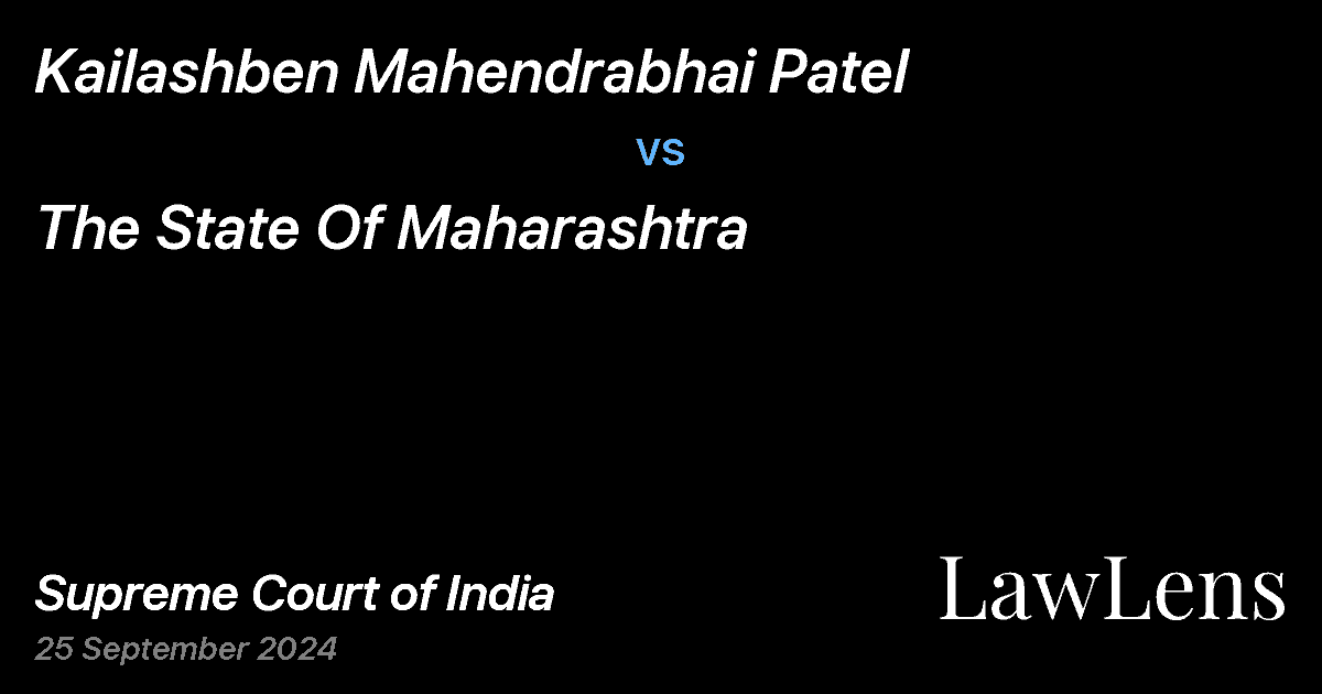 Preview image for KAILASHBEN MAHENDRABHAI PATEL vs. THE STATE OF MAHARASHTRA