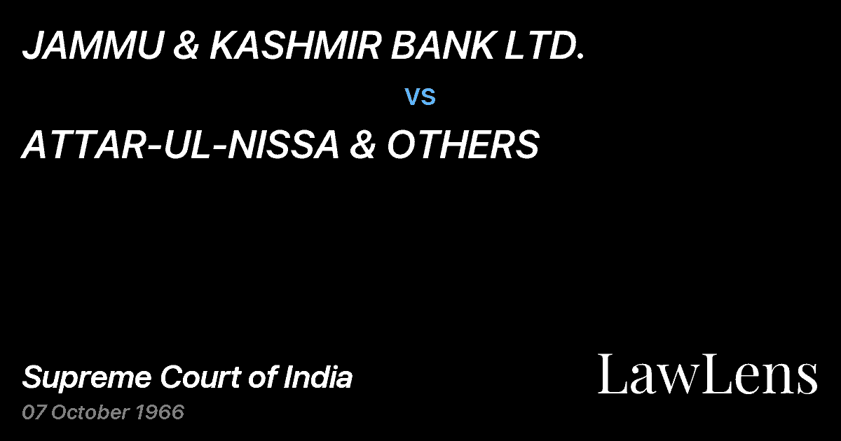 Preview image for JAMMU & KASHMIR BANK LTD. vs. ATTAR-UL-NISSA & OTHERS