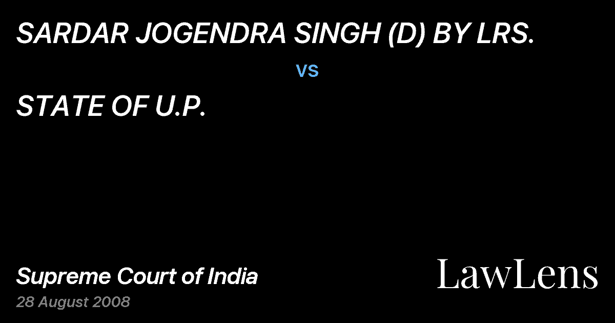 Preview image for SARDAR JOGENDRA SINGH (D) BY LRS. vs. STATE OF U.P.