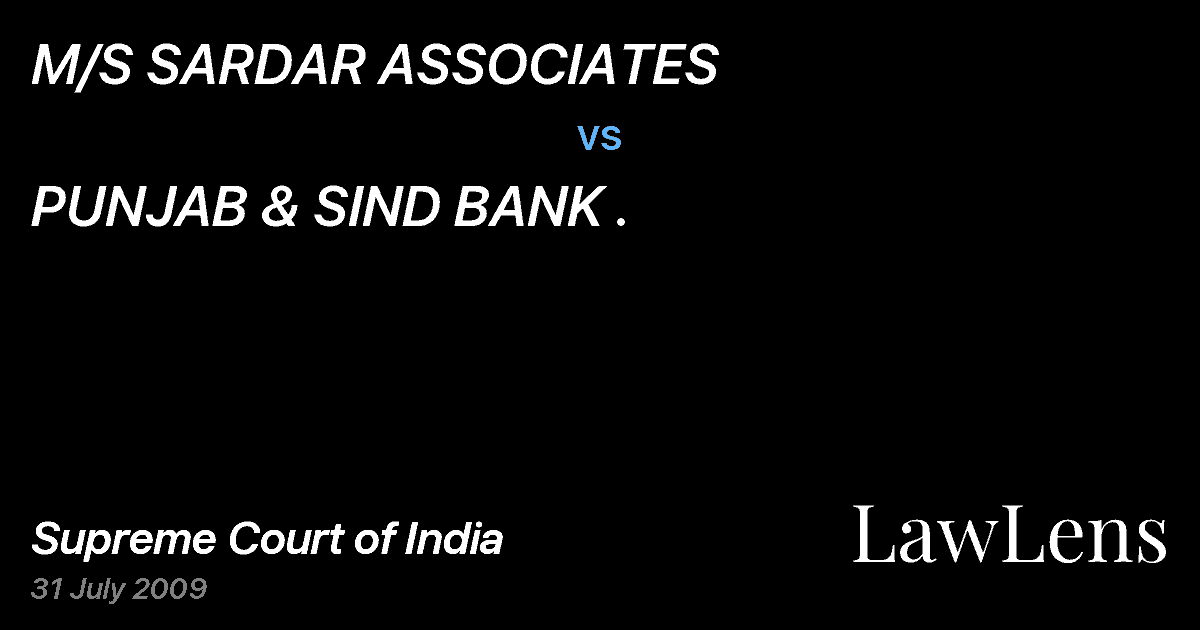 Preview image for M/S SARDAR ASSOCIATES vs. PUNJAB & SIND BANK .