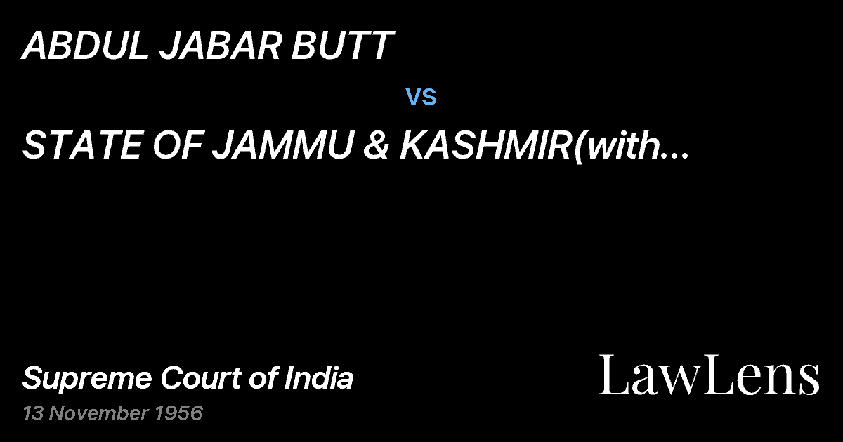 Preview image for ABDUL JABAR BUTT vs. STATE OF JAMMU & KASHMIR(with connected petition)
