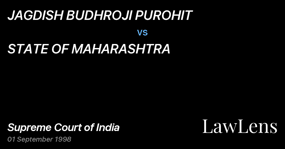 Preview image for JAGDISH BUDHROJI PUROHIT vs. STATE OF MAHARASHTRA