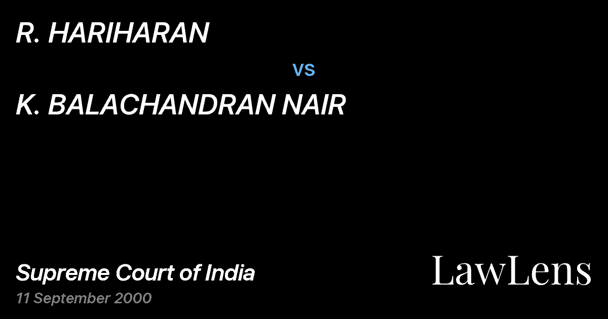 Preview image for R. HARIHARAN vs. K. BALACHANDRAN NAIR