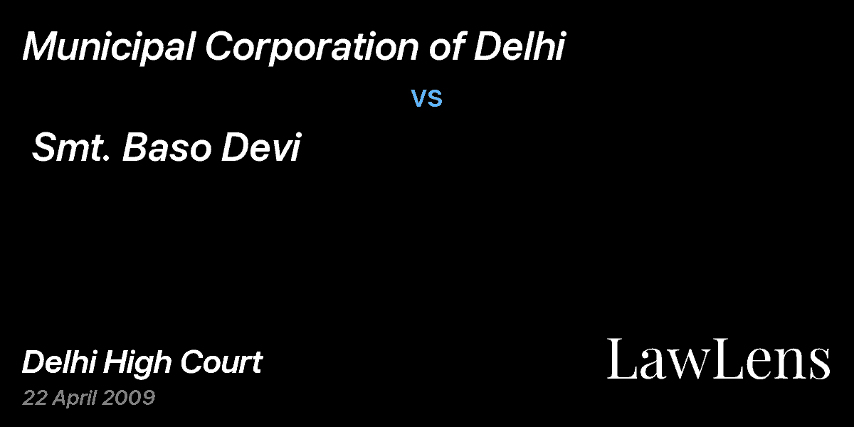 Preview image for Municipal Corporation of Delhi  vs.  Smt. Baso Devi