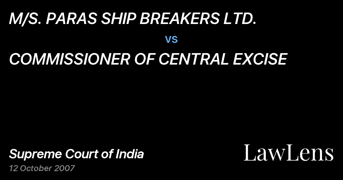 Preview image for M/S. PARAS SHIP BREAKERS LTD. vs. COMMISSIONER OF CENTRAL EXCISE