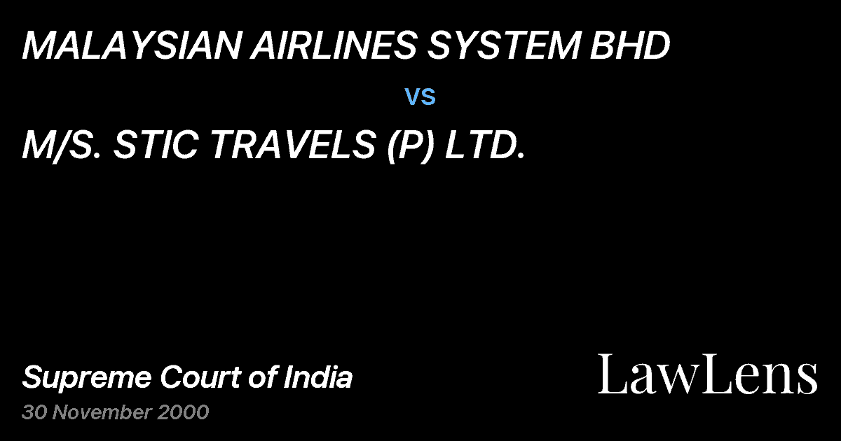 Preview image for MALAYSIAN AIRLINES SYSTEM BHD vs. M/S. STIC TRAVELS (P) LTD.